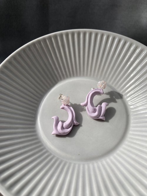 PLUIE et PLUIE #4 紫莨苕花(小) 耳環 : 手工製作軟陶