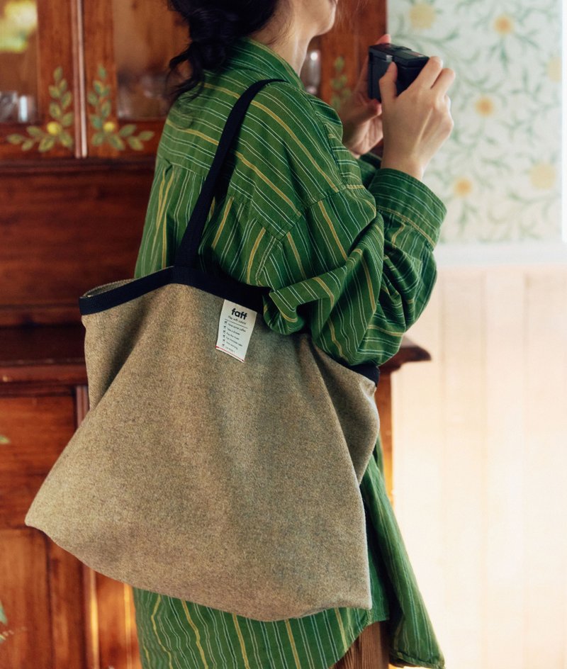 托特包 羊毛橄欖綠 - 手袋/手提包 - 羊毛 卡其色