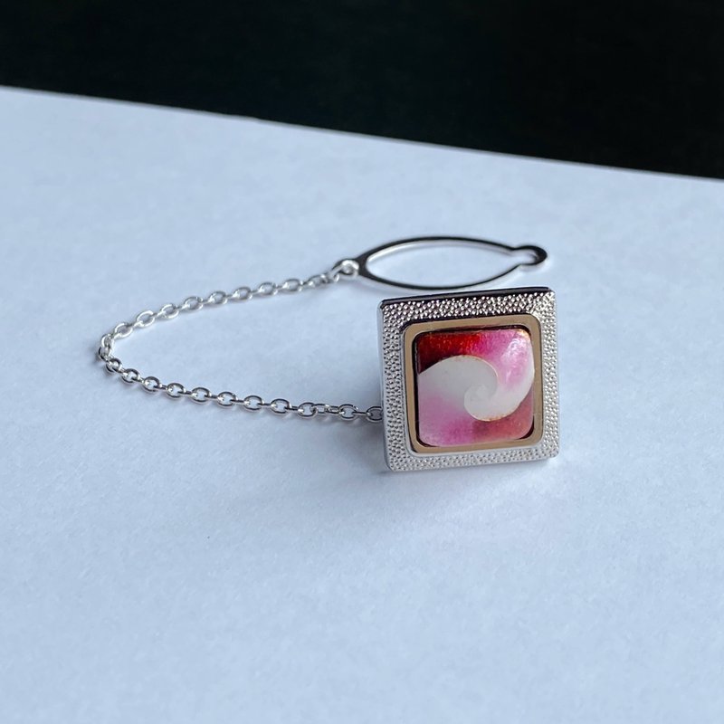 渦【ガーネット Garnet】七宝焼のタイタック ラペルピン 純銀胎有線七宝 - 領帶/領帶夾 - 其他材質 紅色