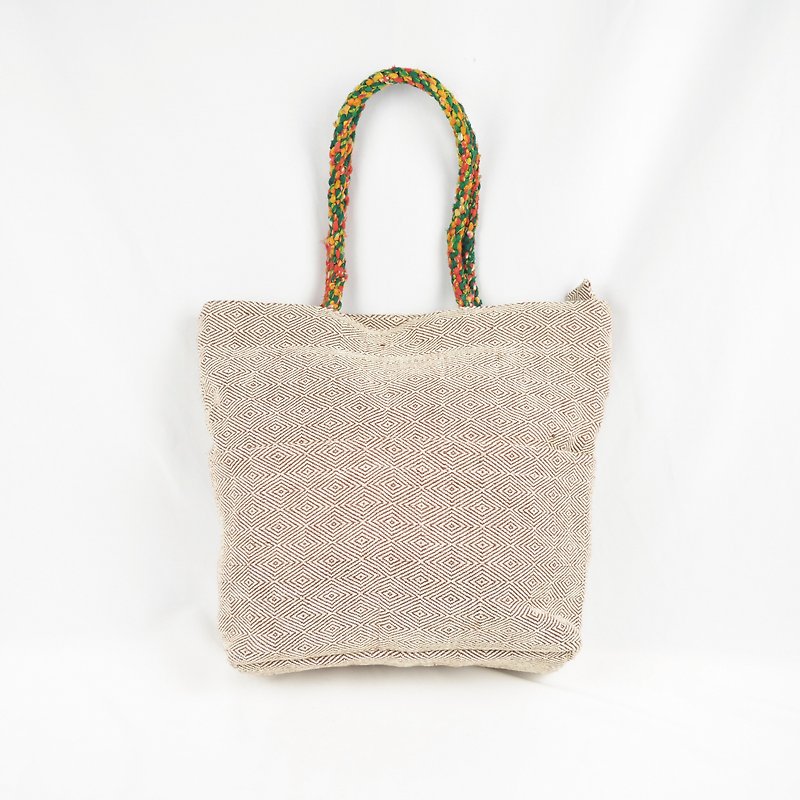 Living together cotton Linen bag - sunset over Halo - fair trade - Handbags & Totes - Cotton & Hemp Khaki
