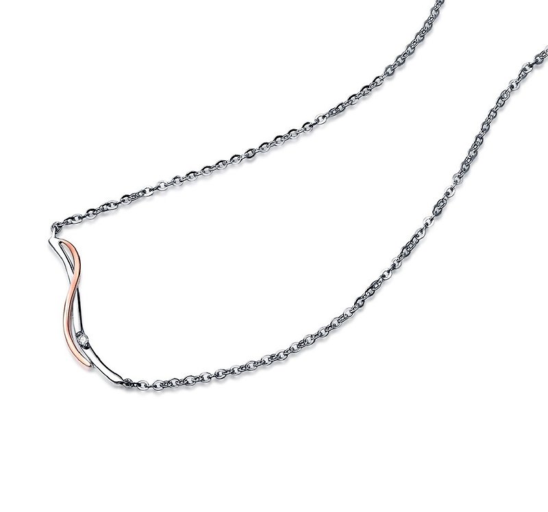 Diamond with 316L Stainless Steel 14K Gold Necklace Casting Jewelry for Female - สร้อยคอ - เพชร สีเงิน