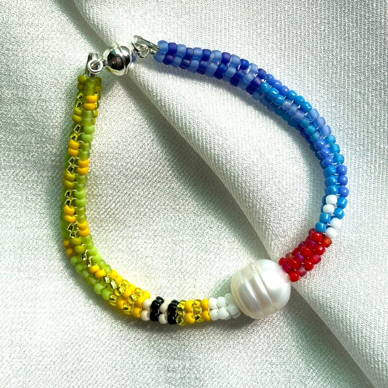 Vincent Willem van Gogh Inspired Handwoven Beaded Bracelet - สร้อยข้อมือ - แก้ว หลากหลายสี