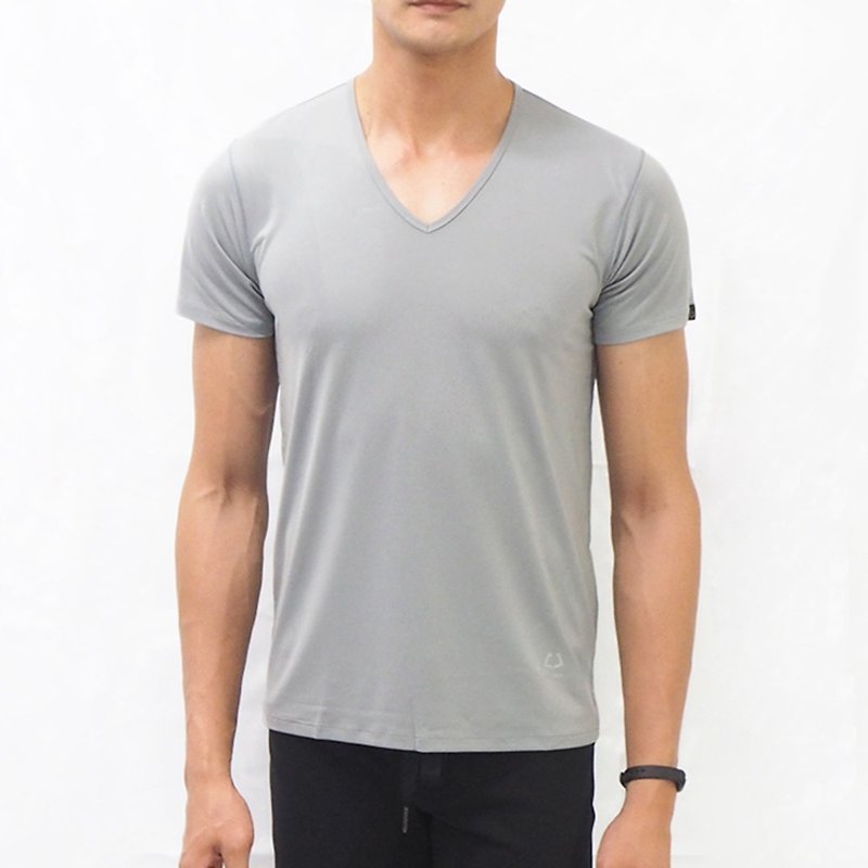 Cottonseed velvet 157V collar Tee-grey - Men's T-Shirts & Tops - Other Materials Gray