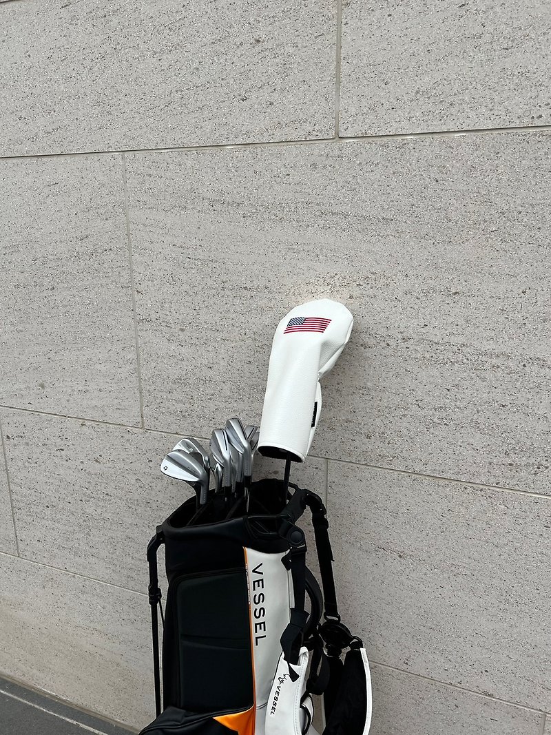 【Tee Time Golf】American Flag Golf Club Cover Driver Headcover 1 - Fitness Accessories - Faux Leather White
