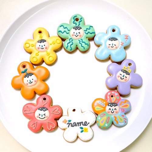 Gaita Cookie 給她/他 插畫糖霜餅乾 (已滿單暫停接單)彩虹花寶寶 收涎餅乾 8片組