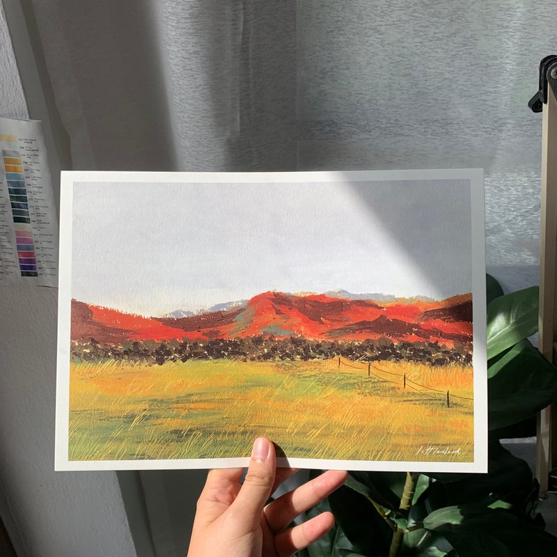 A4 Poster - Little Red Mountain - 卡片/明信片 - 紙 紅色