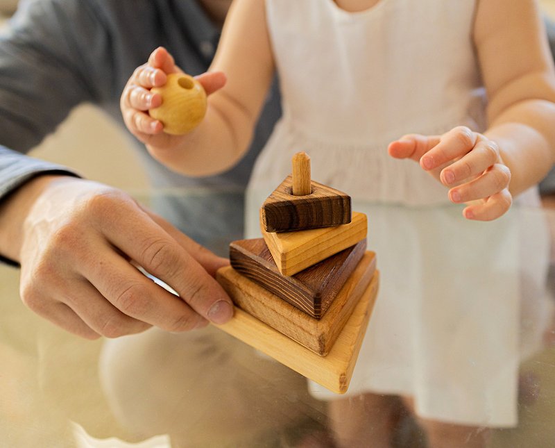 Wooden stacking toy, Montessori stacker toy, Wooden ring stacker toys - ของเล่นเด็ก - ไม้ 