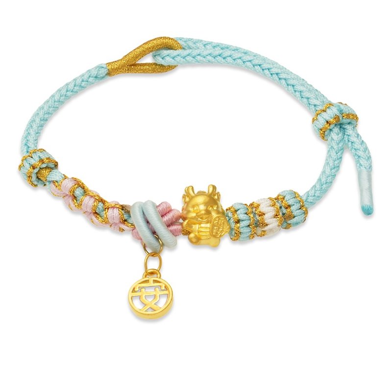[Children's Painted Gold Ornaments] Long Ping'an Children's Full Moon Braided Bracelet Approximately Weighing 0.12 Money (Moon Full Gold Ornaments) - Baby Gift Sets - 24K Gold Gold