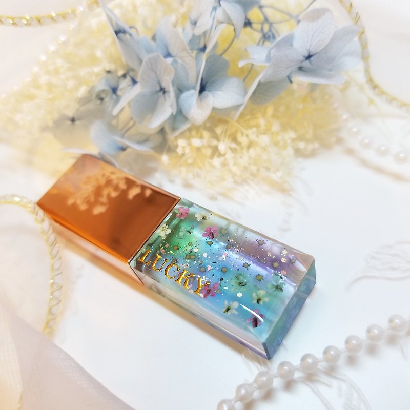 [Main image-3-color bottom star sand flower] Customized personal name flash drive USB couple commemorative gift - USB Flash Drives - Resin 