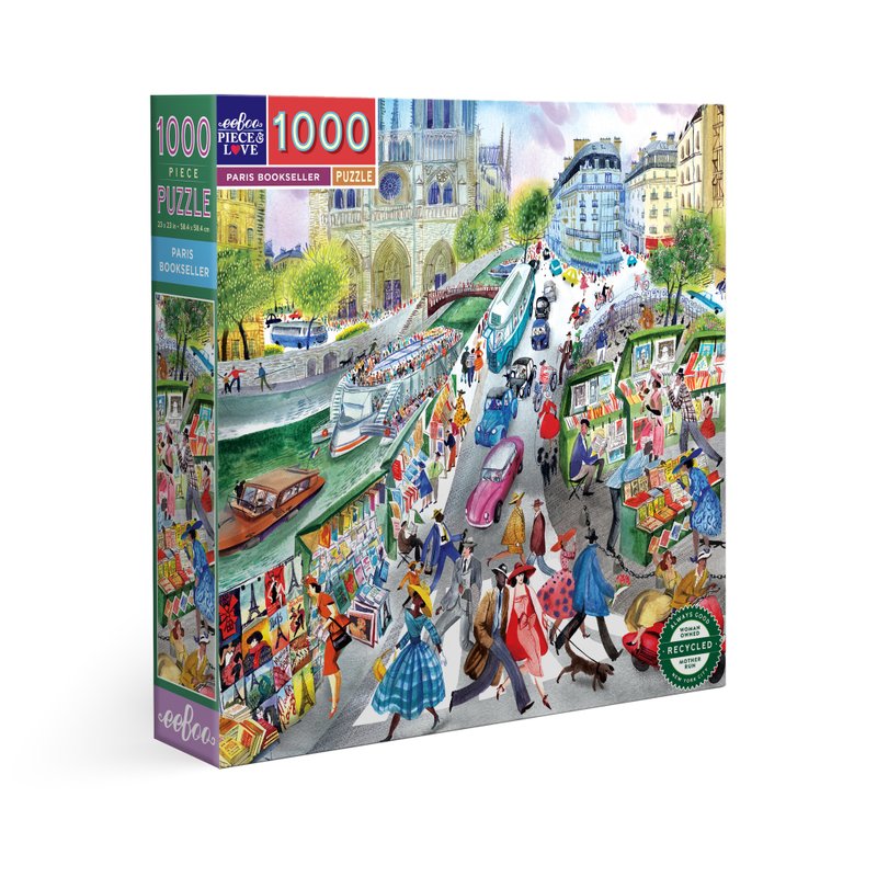 eeBoo 1000 Piece Puzzle-Paris Bookseller1000 Piece Puzzle Paris Bookseller - เกมปริศนา - กระดาษ สีน้ำเงิน