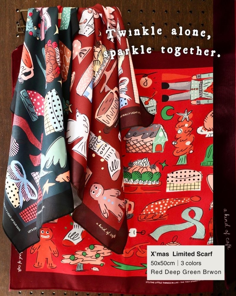 聖誕限量絲巾 | 熱鬧派對 Red - 絲巾 - 聚酯纖維 紅色