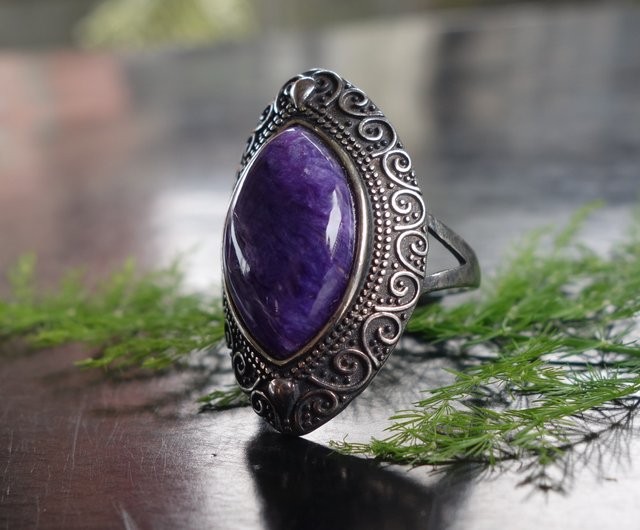 1 Piece Very Rare Purple Amethyst Quartz Hand Carved Plus Faceted Gemstone Made Ring/Fashion Jewellery/Full buy Stone Made Ring.