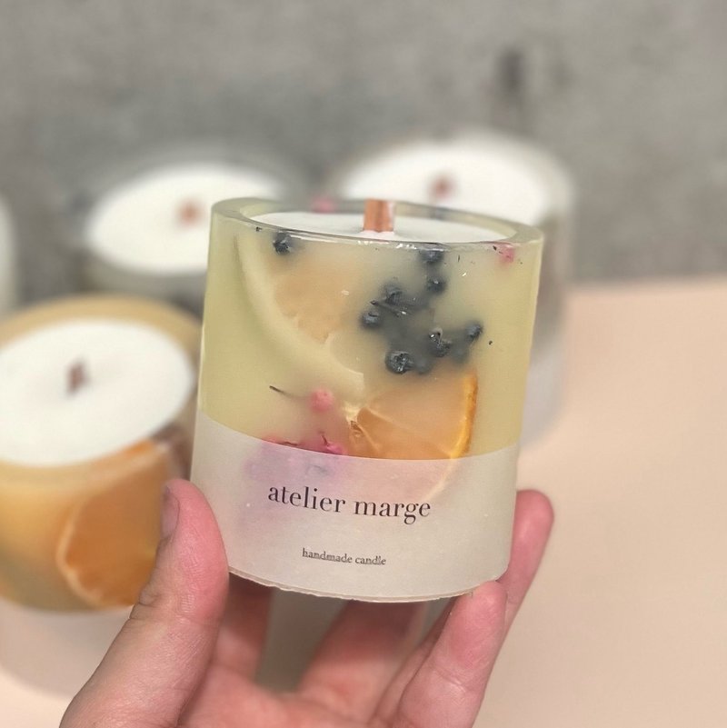 botanical candle fruits - 香氛蠟燭/燭台 - 蠟 橘色