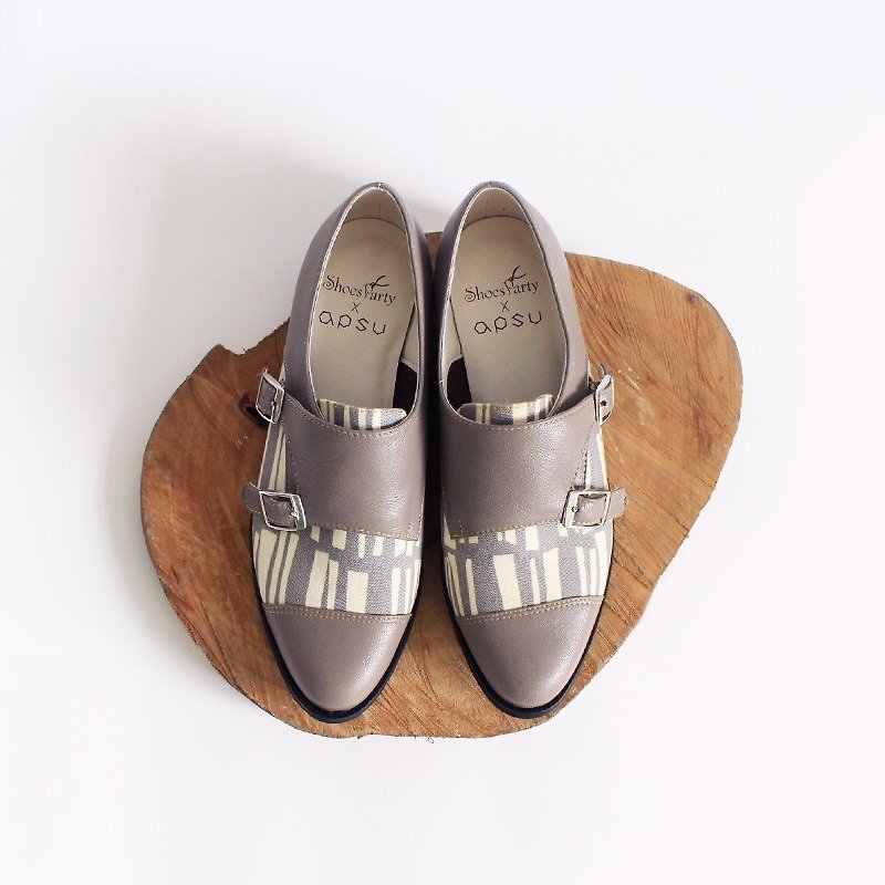 Saturn gentleman shoes / handmade custom / Japanese fabric / M2-17332F - Women's Casual Shoes - Cotton & Hemp Gray