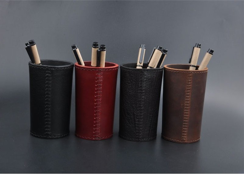 Hand-stitched cowhide pen holder - Pen & Pencil Holders - Genuine Leather 