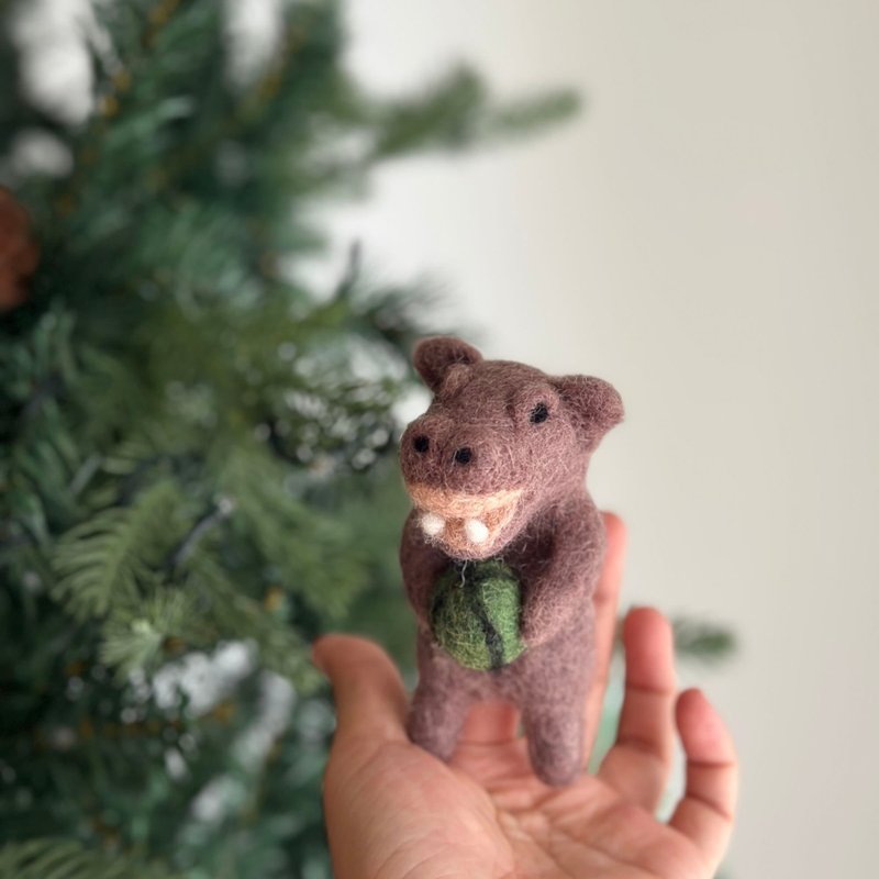 カバの指人形 スイカを食べるカバ ストーリーテリング小道具 ウールフェルトの指人形 - 知育玩具・ぬいぐるみ - ウール 