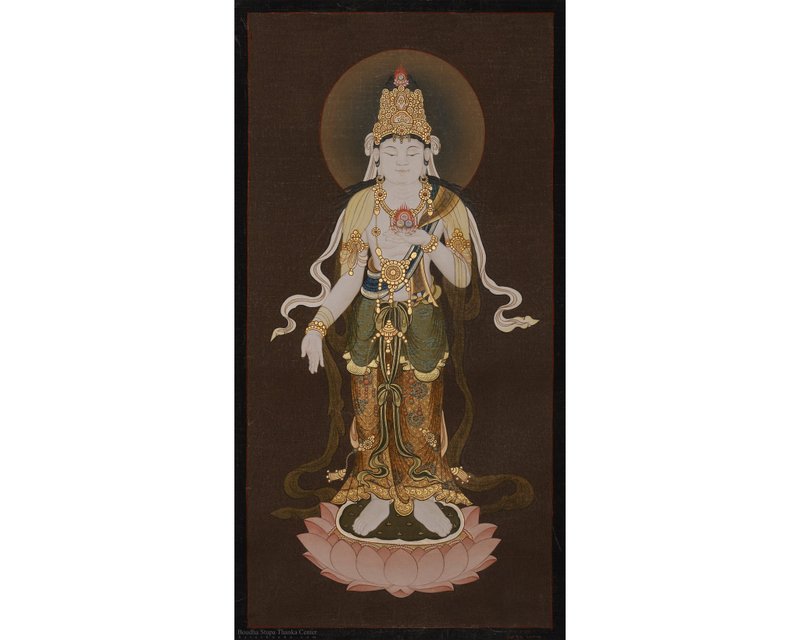 Wisdom's Eternal Embrace Thangka: Hand-Painted by Surya Lama - Items for Display - Other Materials Multicolor