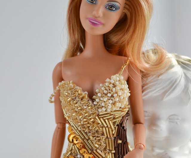 バービー人形ゴールデンドレス - ショップ Doll Fasion Shop 人形 