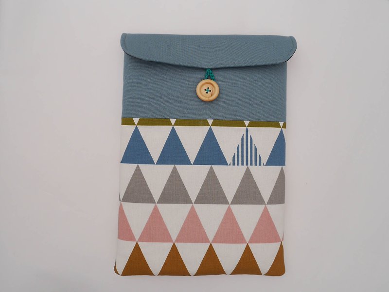 Flat inner bag-Nordic triangle - เคสแท็บเล็ต - ผ้าฝ้าย/ผ้าลินิน สีน้ำเงิน