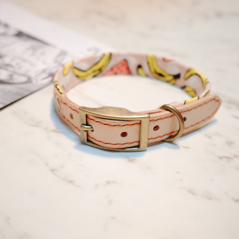 Dog collars, M size, Happy fruit party, watermelon_DCT090437 - Collars & Leashes - Cotton & Hemp 