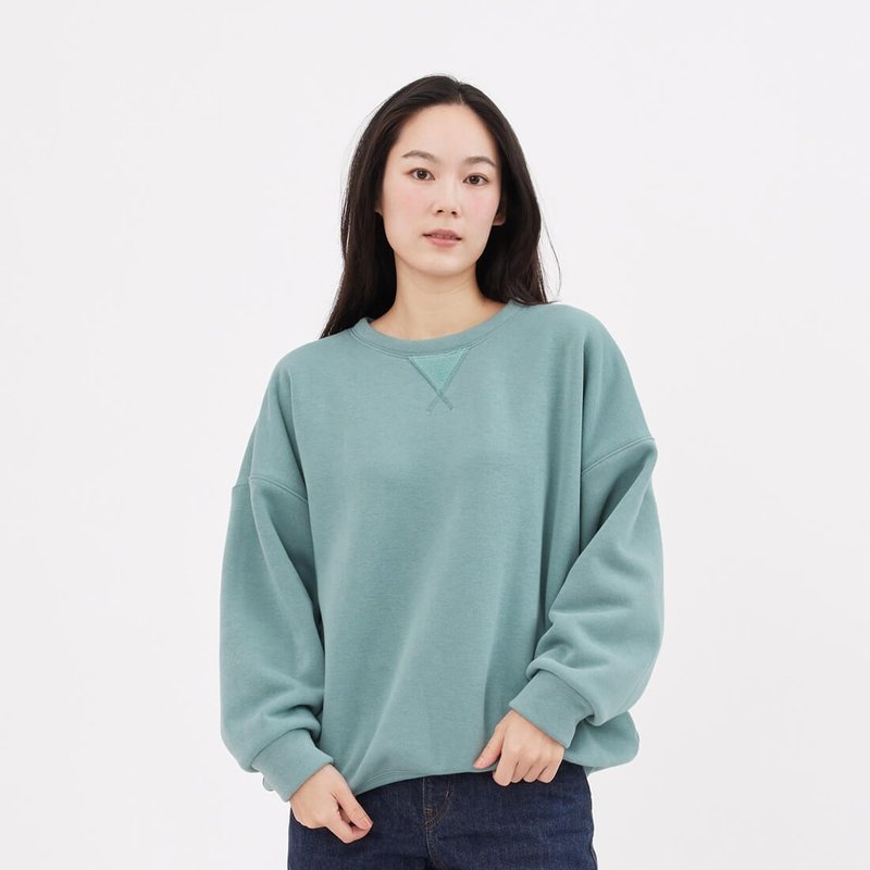 Effie Fleece Drop Shoulder Sweatshirt/ River Green - เสื้อฮู้ด - ผ้าฝ้าย/ผ้าลินิน สีเขียว