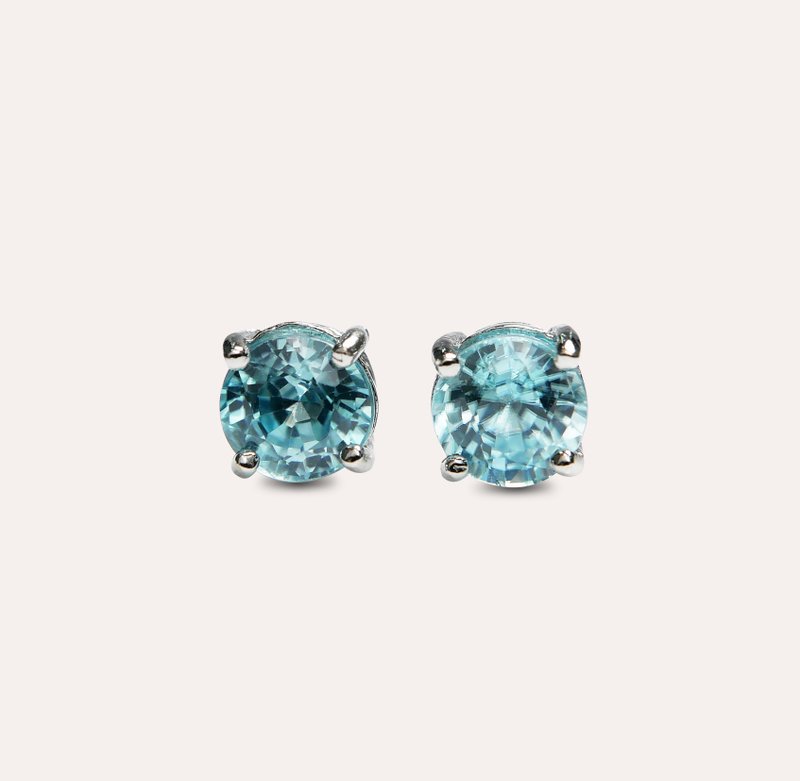 安珠 風信子 藍色 圓形 5.5mm 耳環 經典系列 Round E寶石銀飾 AN - 耳環/耳夾/耳骨夾 - 銀 藍色
