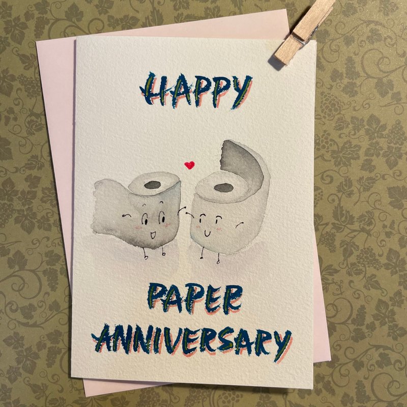 手作り結婚1周年記念カード - 紙婚式おめでとう - はがき・メッセージカード - 紙 多色