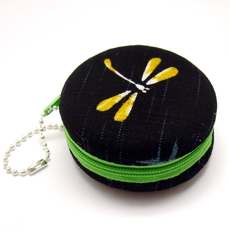 6.5cm Macaron / jewelry pouch / Macaron coin purse / ear phone case (M41) - Coin Purses - Cotton & Hemp Black