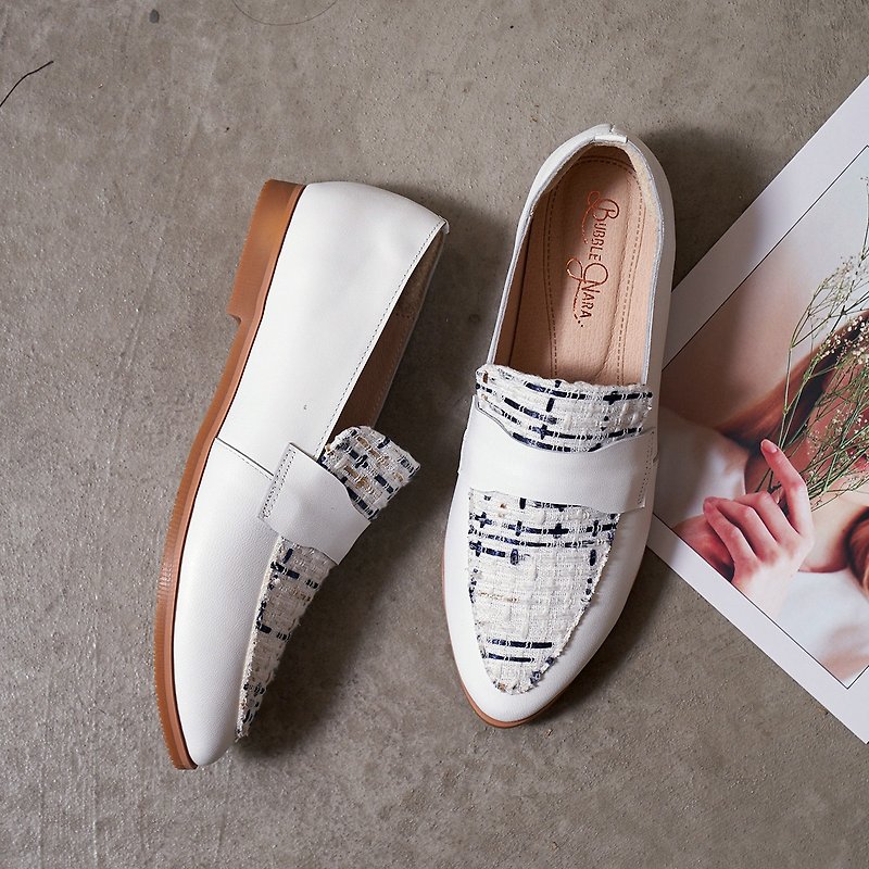 Floating Xiaoxiang Loafers - Feather White - รองเท้าอ็อกฟอร์ดผู้หญิง - หนังแท้ ขาว