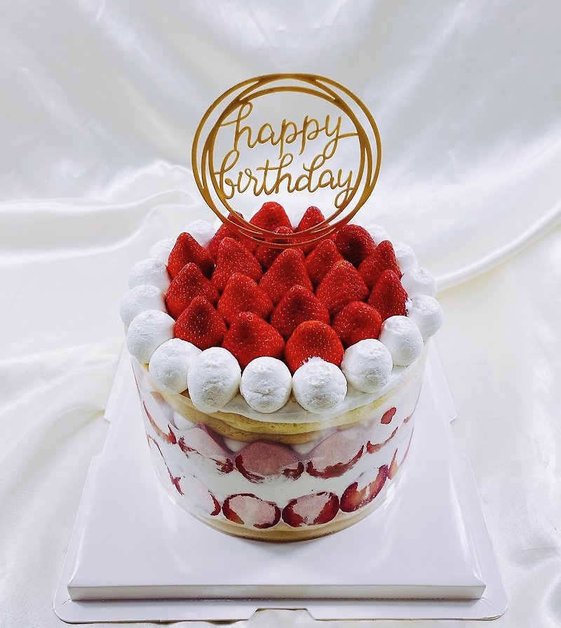 Double Layer Strawberry Sundae Custom Cake Birthday Cake Seasonal Limited 6 8 inches Limited to South Taiwan - เค้กและของหวาน - อาหารสด สีแดง
