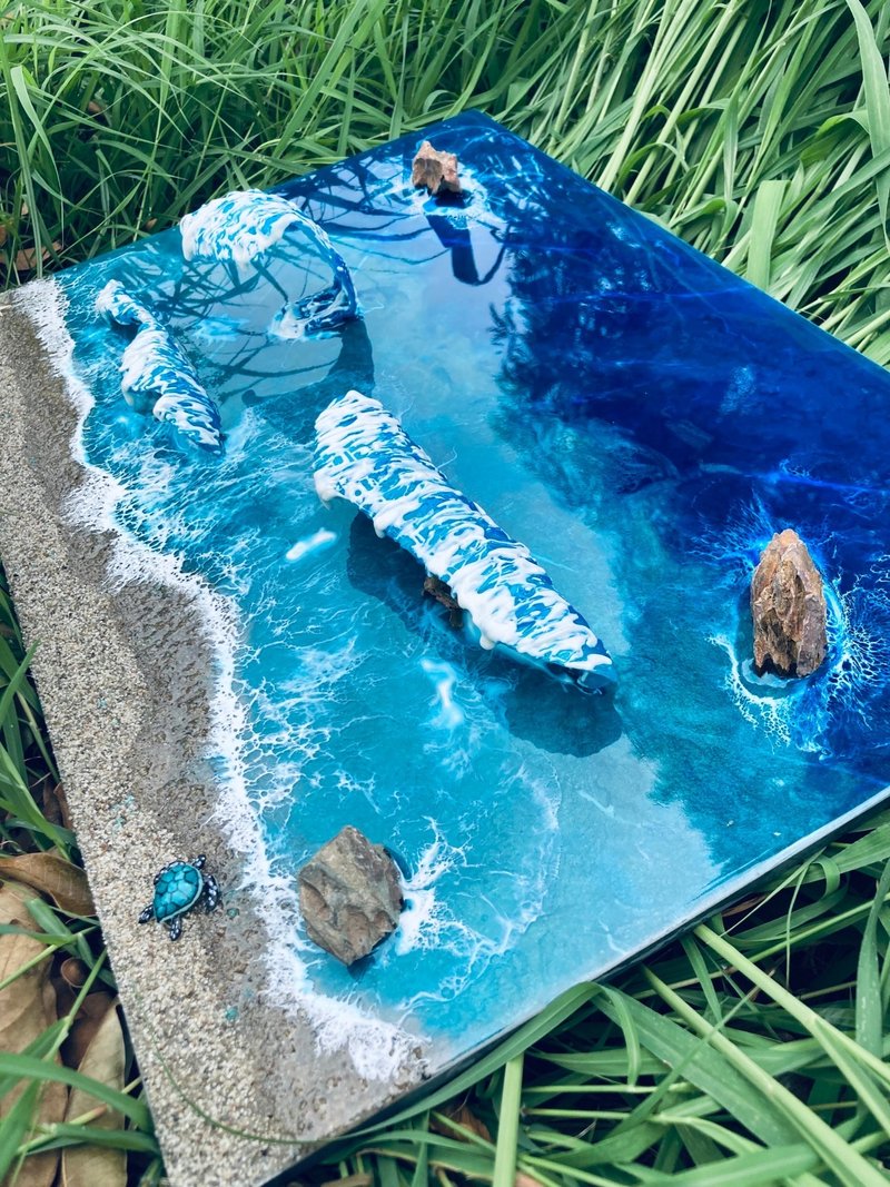 Epoxy立體海浪無框畫 - 相框/畫框 - 樹脂 藍色