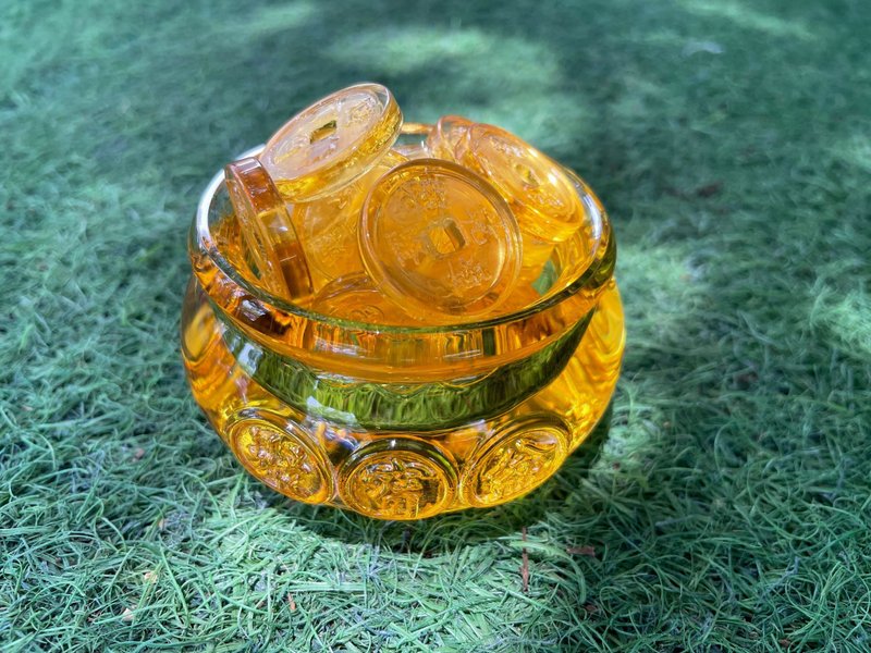 Crystal glass lucky glass cornucopia copper coin coins to gather wealth - Items for Display - Glass 