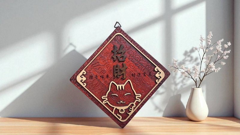 招財 - 貓咪雕花掛飾 // 安心出貨 - 擺飾/家飾品 - 木頭 多色