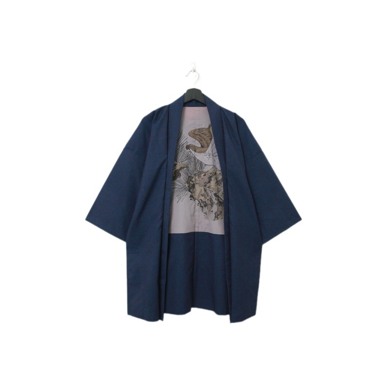 Back to Green-日本男款羽織 松 老鷹 M-13/vintage kimono - 男夾克/外套 - 絲．絹 