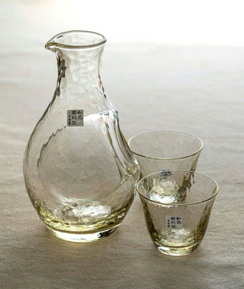 日本製 東京佐佐木 高瀨川冷酒玻璃杯壺組 全新未使用 台灣免運 - 酒杯/酒器 - 玻璃 金色