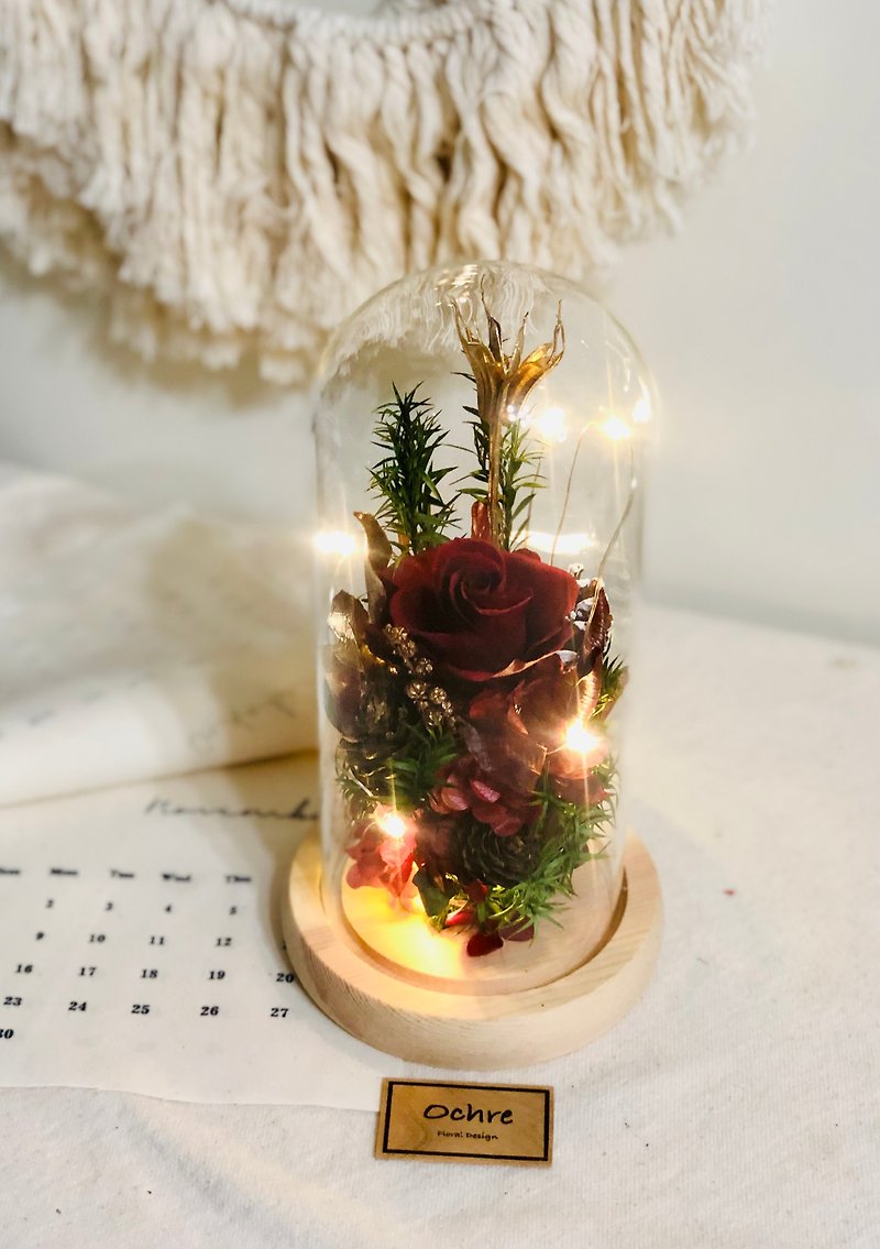 Ochre various colors of custom-made immortal rose glass flower cup lamp table flower flower cup flower gift box - Dried Flowers & Bouquets - Plants & Flowers Red