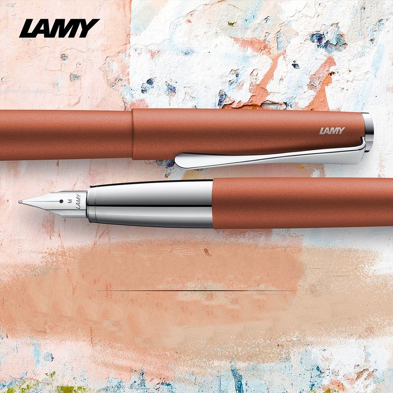【雷雕免費刻字】LAMY 鋼筆+筆袋禮盒 / studio 系列  - 陶瓦紅 - 鋼筆 - 鋁合金 橘色