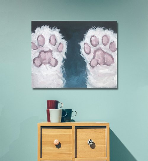 ArtGil Pet paws Wall Art Canvas Painting Pet foot Painting Meow Meow Wall Decor