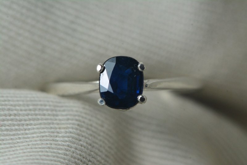 Certified Sapphire Ring 0.69 Carat Sterling Silver Solitaire Natural Genuine - 戒指 - 寶石 藍色