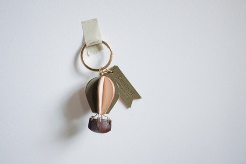 Fast shipping丨Olive green leather hot air balloon keychain丨