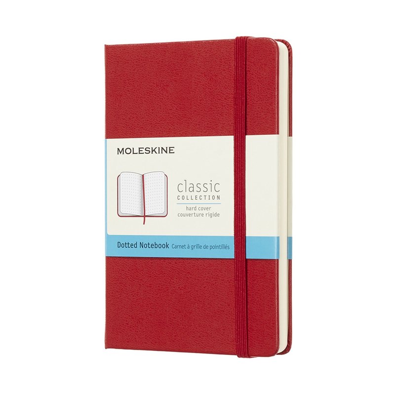 MOLESKINE Classic Red Hard Shell Notebook Pocket Dotted Line - Hot Stamping Service - สมุดบันทึก/สมุดปฏิทิน - กระดาษ สีแดง