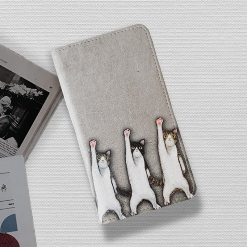 ハイッ猫です。手帳型スマホケース (全機種対応) - 手機配件 - 其他人造纖維 卡其色