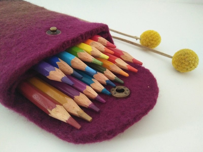 miniyue 羊毛氈 漸層雙層筆袋 台灣製造 限量手工 - 鉛筆盒/筆袋 - 羊毛 紫色