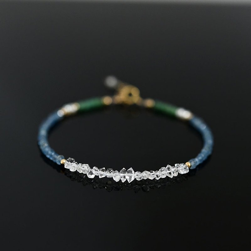 赫基蒙水晶手鏈 海藍寶石 祖母綠 珍珠 帶來幸運與幸福 - 手鍊/手環 - 其他金屬 