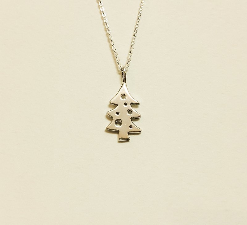 [Christmas] Christmas Tree Sterling Silver Necklace Handmade / Clavicle Chain / Gift / Anniversary / Valentine's Day - สร้อยคอทรง Collar - โลหะ ขาว