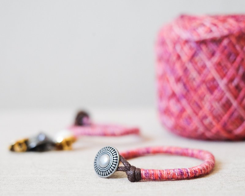 True love ring bracelet / strawberry jam - Bracelets - Cotton & Hemp Pink