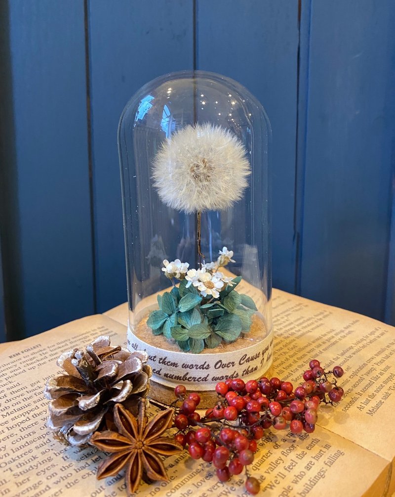 Dandelion Glass Bell Jar Flower Gift | Dry Flowers | - ช่อดอกไม้แห้ง - พืช/ดอกไม้ 