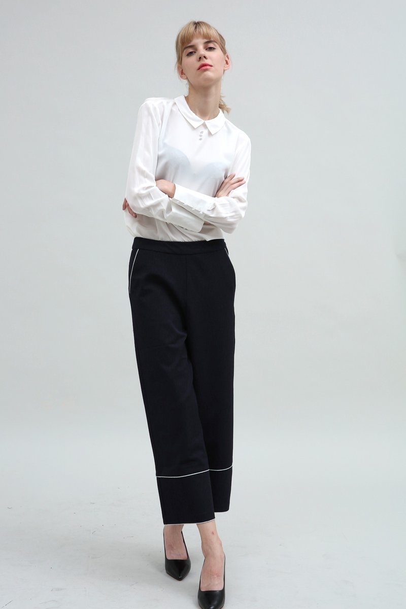 KONKE秘境系列春夏新款素色桑蚕丝小尖领衬衫 - 女襯衫 - 絲．絹 白色
