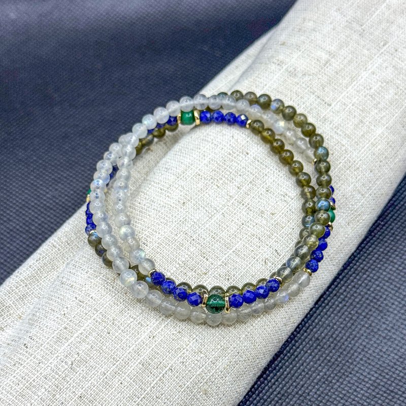 Zen | 108念珠 108 Beads 灰月亮石 拉長石 孔雀石 綠度母心咒 - 手鍊/手環 - 水晶 