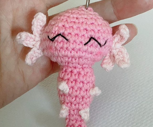 CrochetThingyMajig Crochet Cute Plush Mini Axolotl Figures or Keyring